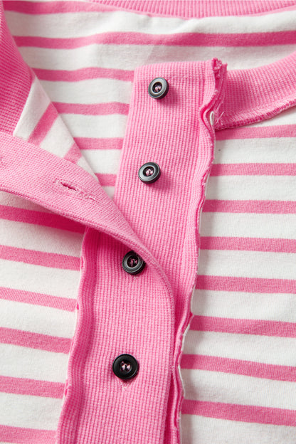 Pink Stripe Button Front High-Low Top 💗