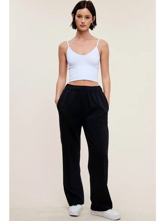 The Margo Scuba Wide Leg Pants – Pull-On Scuba Knit Boutique Lounge Trousers