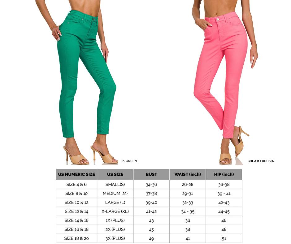 Zenana HIGH-RISE SKINNY COLOR DENIM PANTS