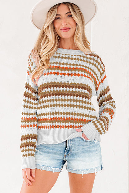 ~PREORDER~ Autumn Spice Striped Eyelet Knit Sweater ~PREORDER~
