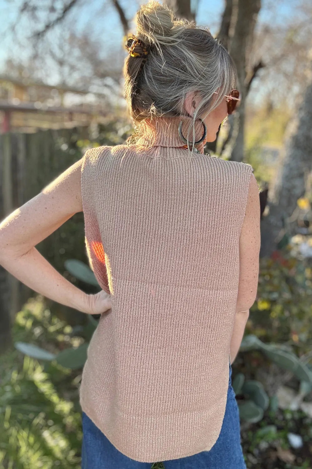 ~PREORDER~ French Beige Mock Neck Sleeveless Knit Sweater Vest ~PREORDER~