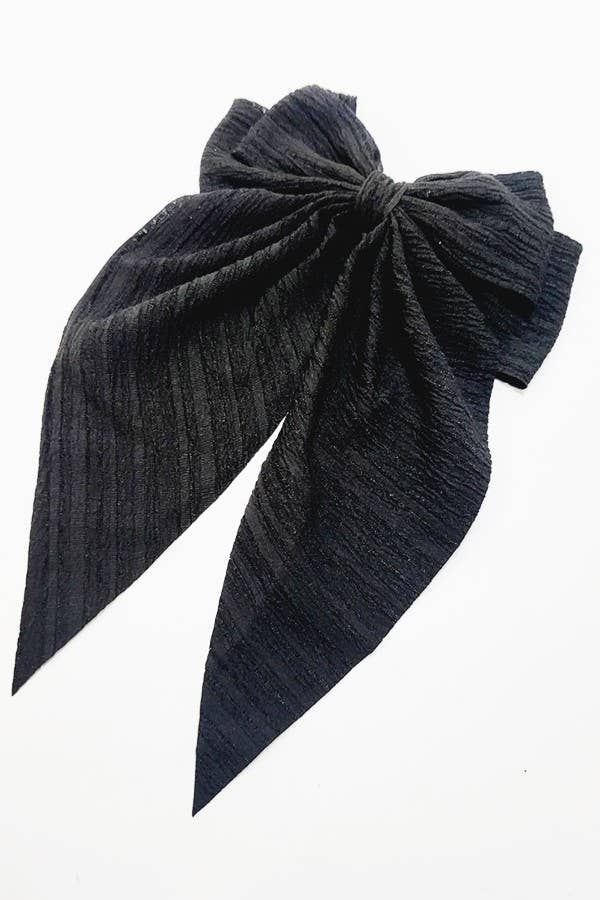 Wrinkled Line Fabric Long Tail Hair Bow