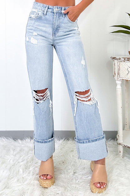 ~PREORDER ~ Beau Blue Light Wash Distressed Straight Jeans ~PREORDER ~