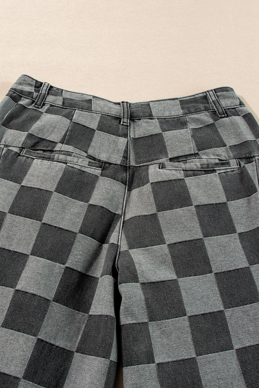 ~PREORDER ~ Dark Grey Checkered Denim Wide Leg Jeans ~PREORDER ~