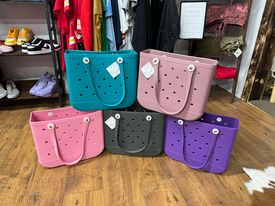 “Medium Bog Bag in [color] front view with handles”

“Bog Bag tote side view showing strap details and structure”

“Interior view of Medium Bog Bag with pocket and lining (if applicable)”