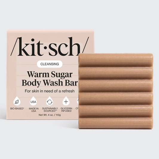 Kitsch Warm Sugar Body Wash Bar – Vanilla & Pink Grapefruit Scented Moisturizing Solid Body Soap