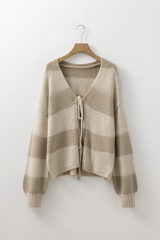 ~PREORDER~ Khaki Cutie Striped Bow-Tie Front Cardigan ~PREORDER~