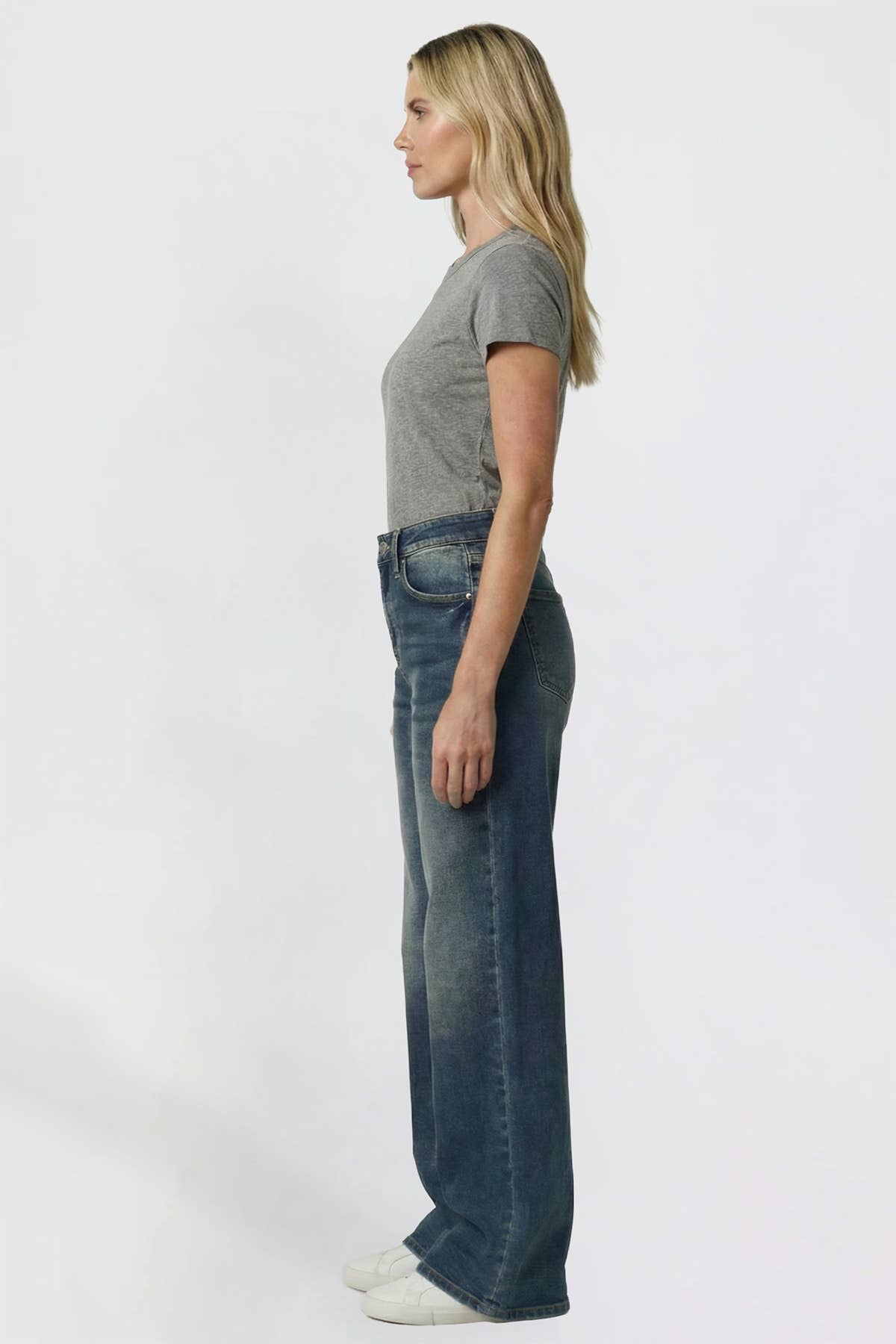 Kayla High Rise Wide Leg Jeans | YMI Premium Stretch Light Wash Denim