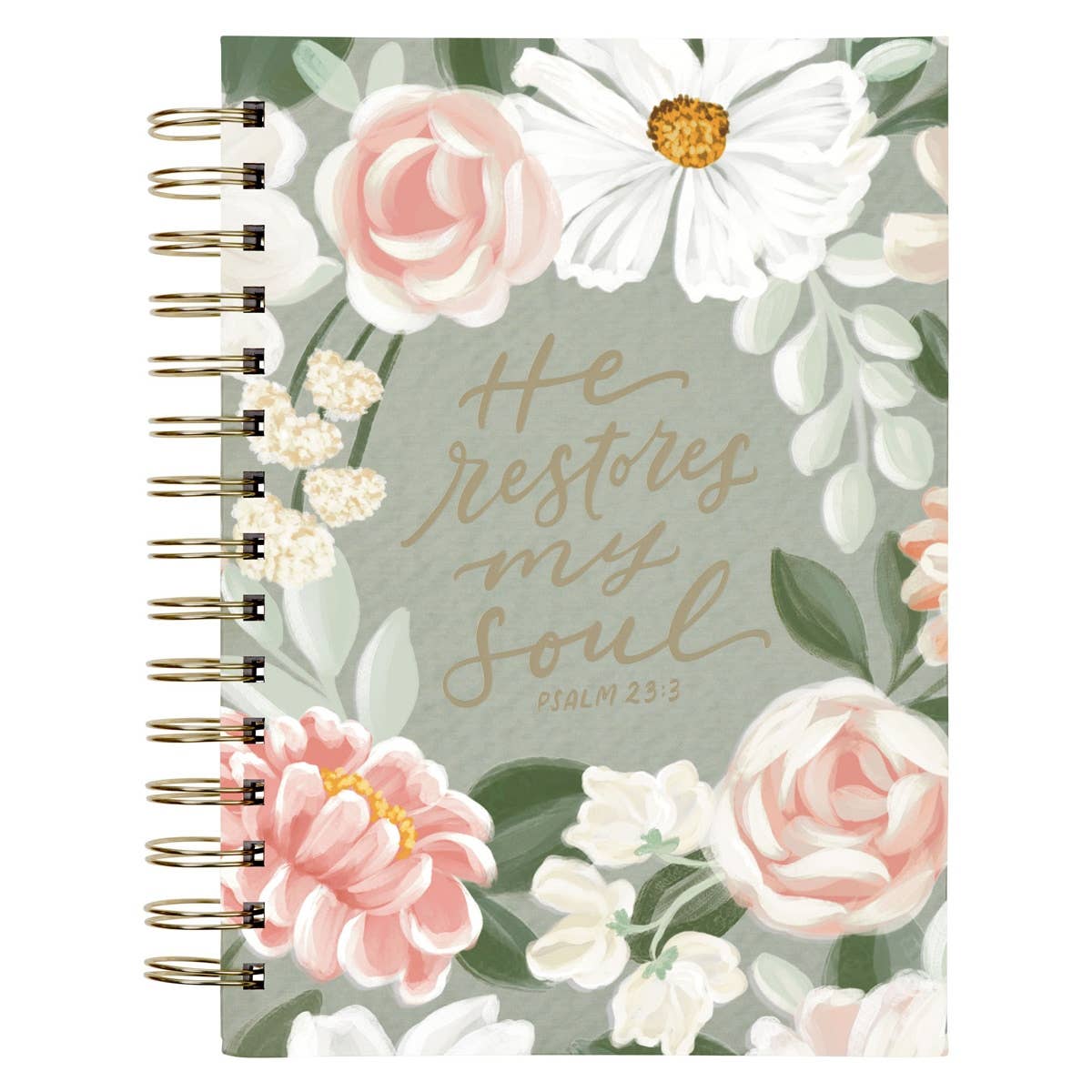 He Restores My Soul Green Garden Spiral Journal | Christian Reflection Journal