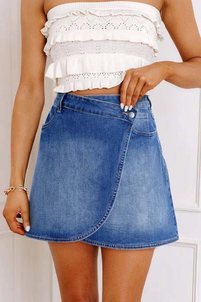 ~PREORDER~ Ashleigh Blue Wrapped Crossed Waist Denim Mini Skirt ~PREORDER~