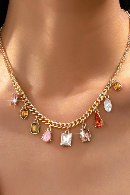 Golden Hour Charm Necklace | Earth Tone Crystal Charm Necklace