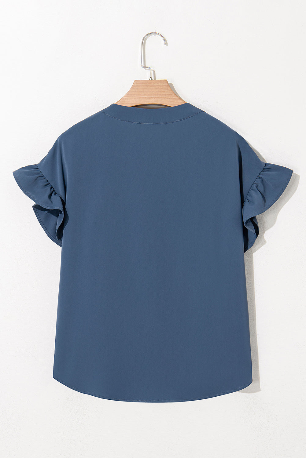 Ruffled Ruched Short Sleeve Buttoned Shirt – Solid & Subtly Chic 🌸