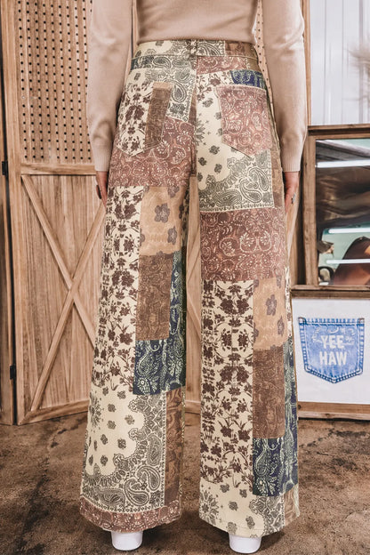 ~PREORDER~ Desert Patchwork Wide Leg Jeans ~PREORDER~