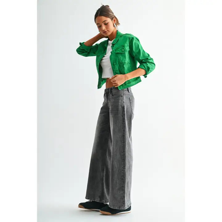 Mica Denim Low & Loose Wide Leg Jeans | Grey Wash Relaxed Denim