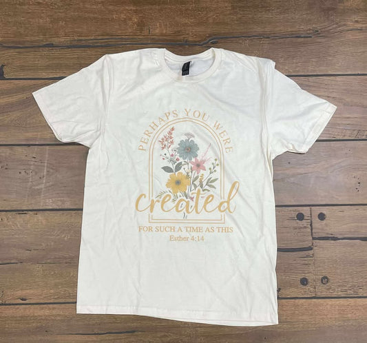 “Perhaps You Were Created for Such a Time as This” Graphic Tee – Uplifting Faith-Inspired Style ✨