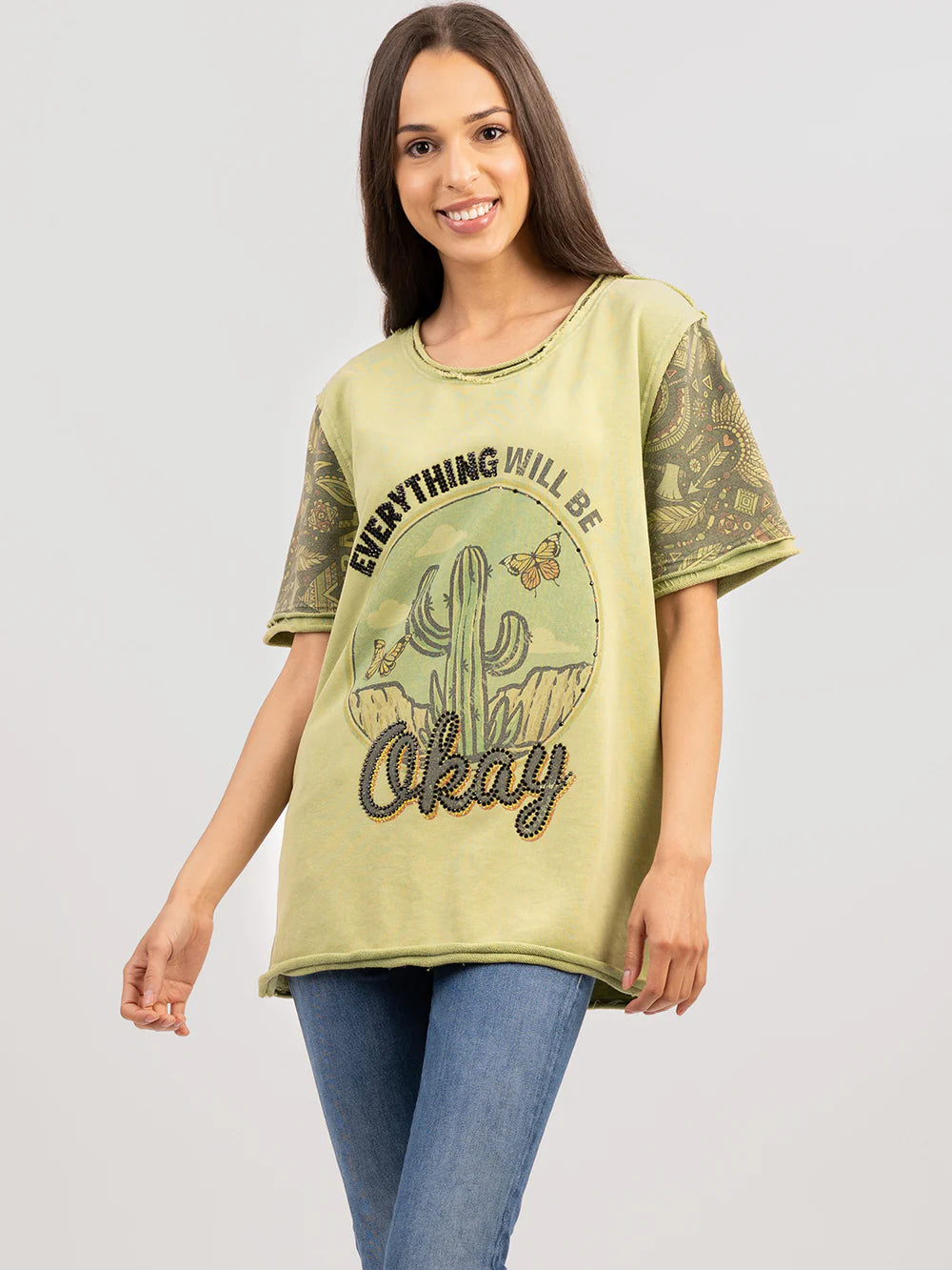 Delila Women Mineral Wash 'EVERYTHING WILL BE OKAY' Graphic Tee