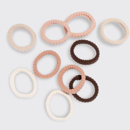 Recycled Fabric Ribbed Hair Elastics 10pc Set - Blush by Kitsch