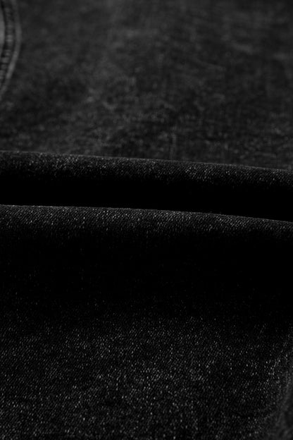 ~PREORDER ~ Black Denim Button Front Slit Vest ~PREORDER ~