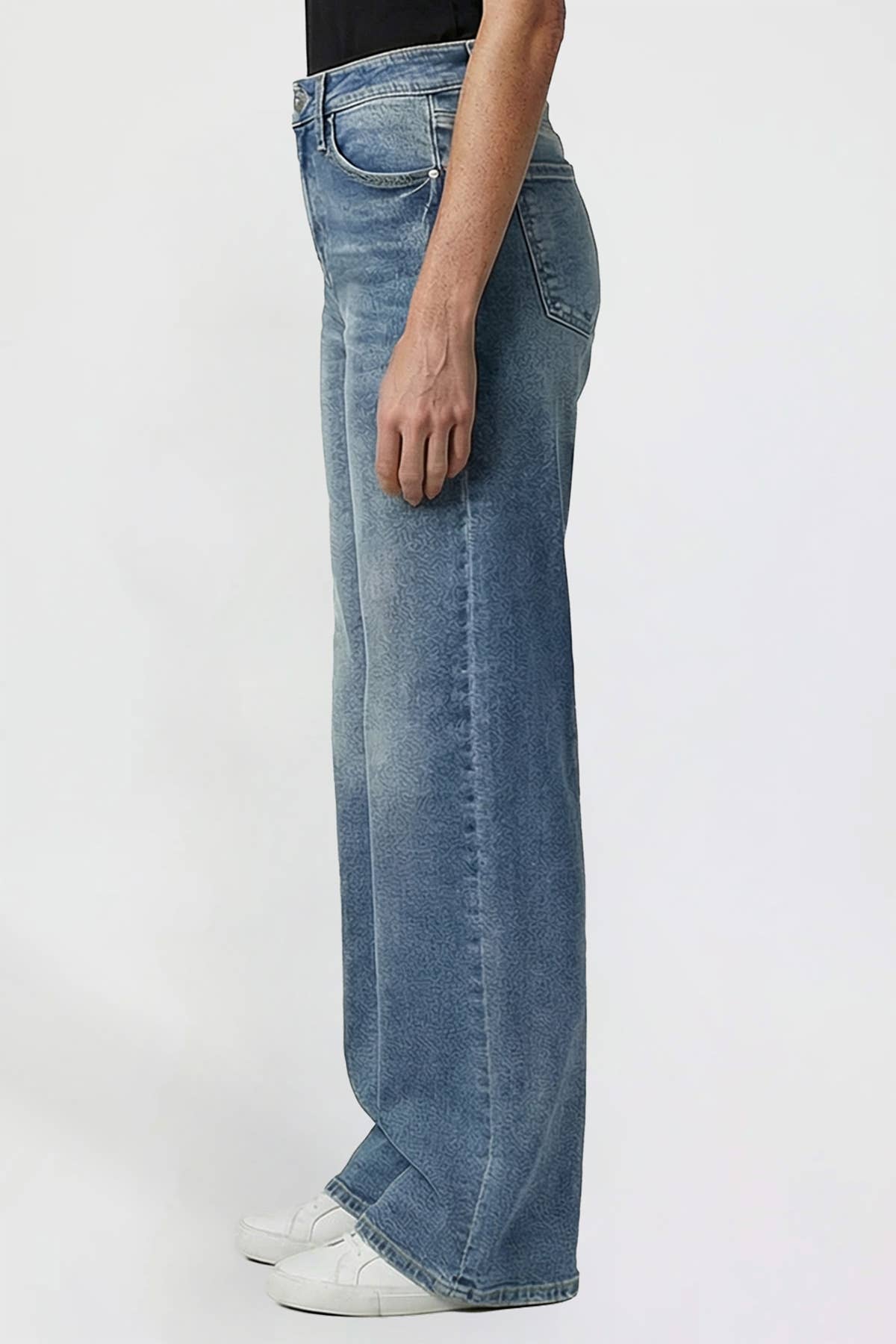 Kayla High Rise Wide Leg Jeans | YMI Premium Stretch Light Wash Denim