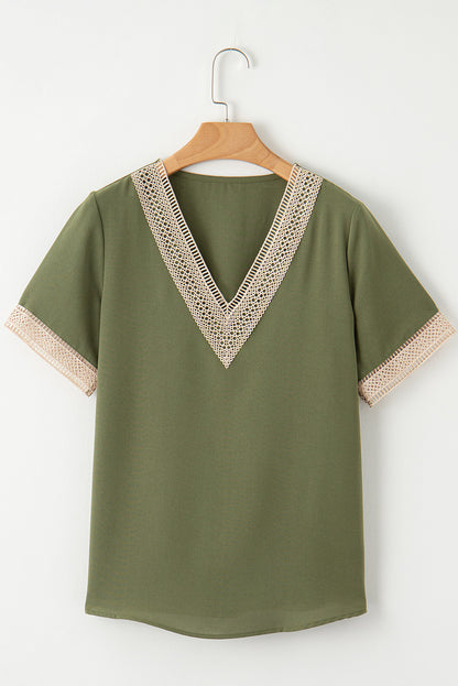 ~PREORDER ~ Lace Trim V Neck Blouse ~PREORDER ~