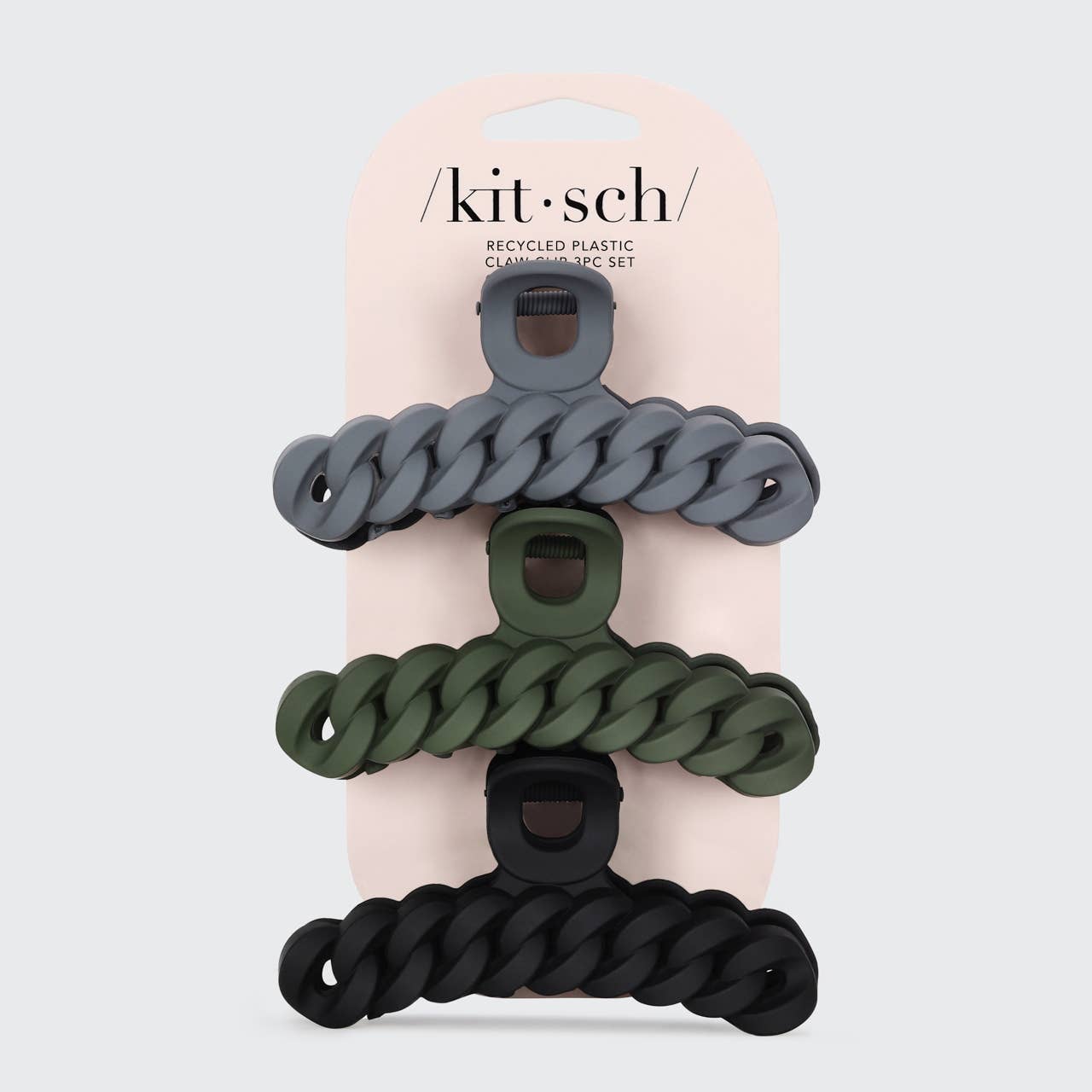 Eco-Friendly Chain Claw Clip 3‑Pack – Chic Hair Clips in Black & Moss 🌿✨ by Kitsch