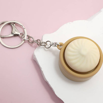 Dim Sum Squish Keychain | Mini Bamboo Steamer Sensory Fidget Toy