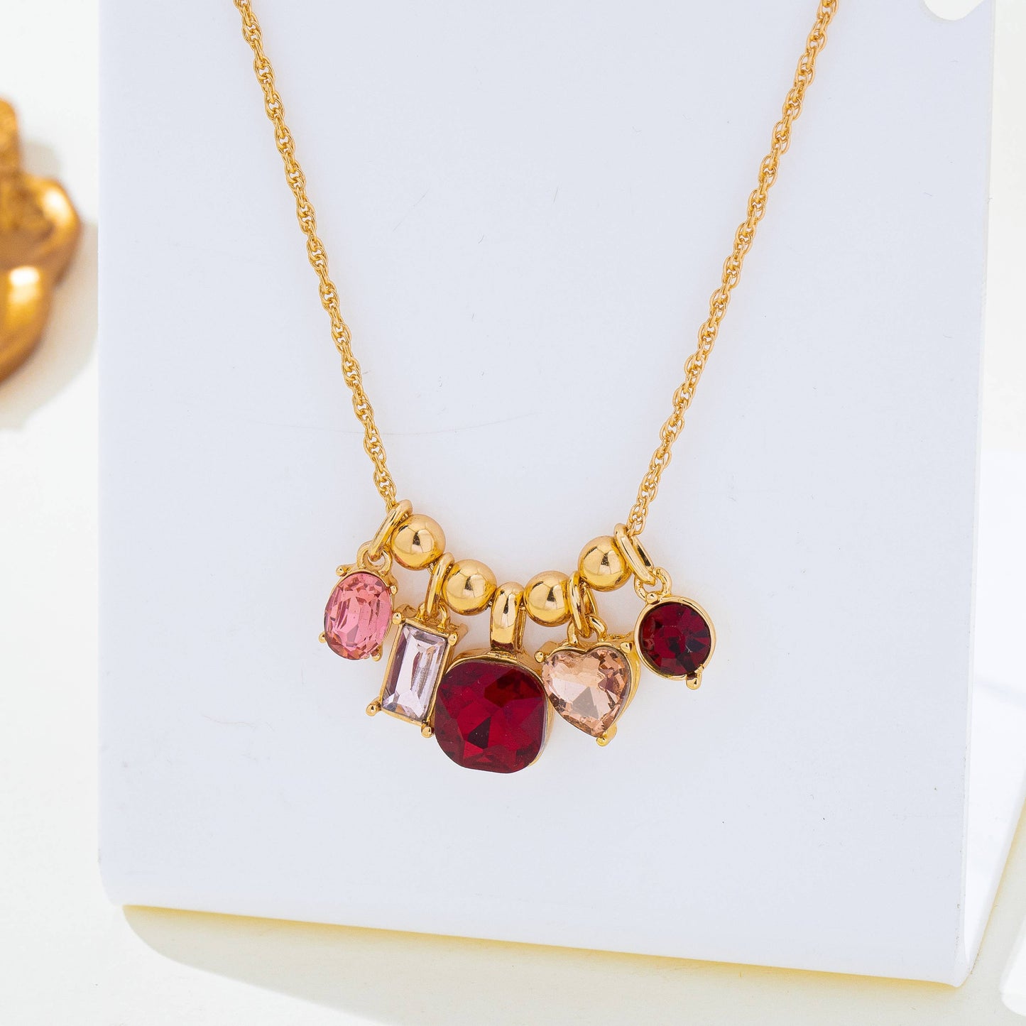 Gem Garden Necklace | Gold Multi-Color Crystal Charm Pendant Necklace