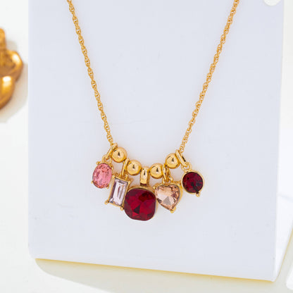 Gem Garden Necklace | Gold Multi-Color Crystal Charm Pendant Necklace