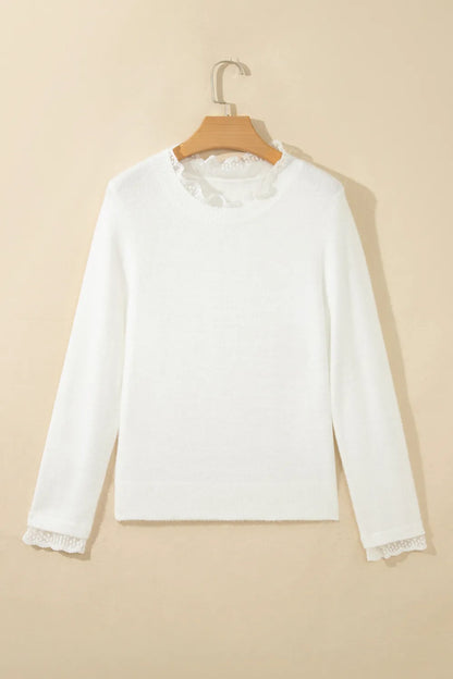 ~PREORDER~ Soft Romance White Lace Trim Sweater ~PREORDER~