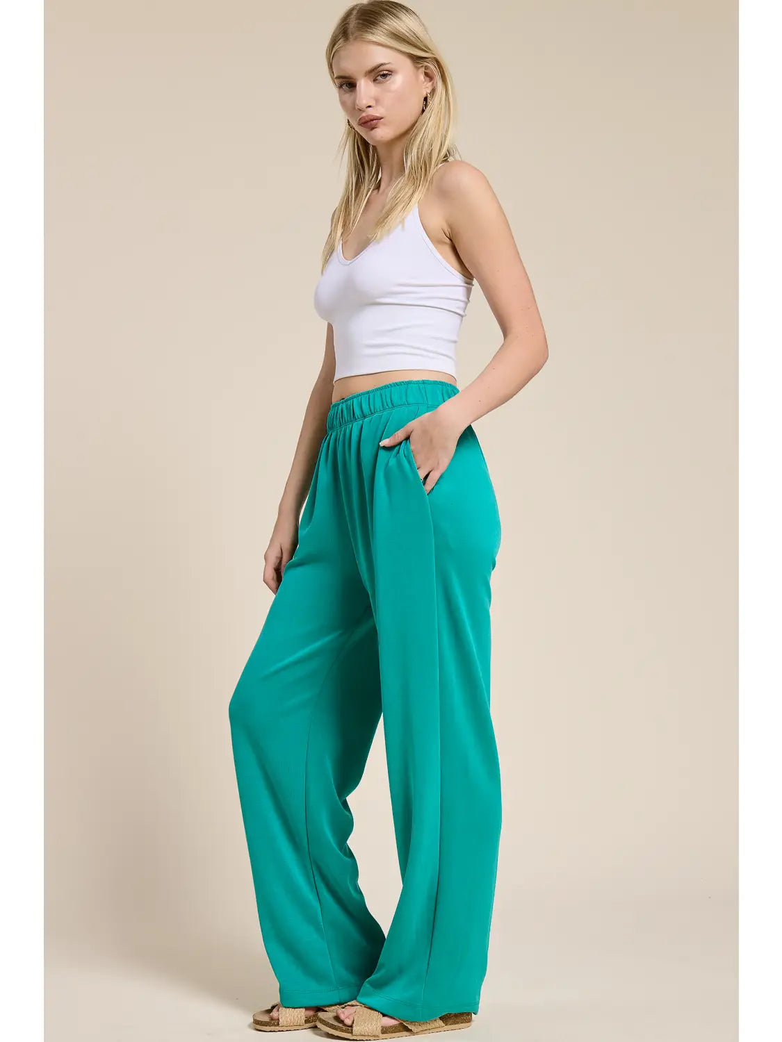 The Margo Scuba Wide Leg Pants – Pull-On Scuba Knit Boutique Lounge Trousers