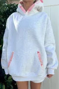 Gray Contrast Patchwork Oversized Hoodie | Cozy Boutique Pullover Hoodie