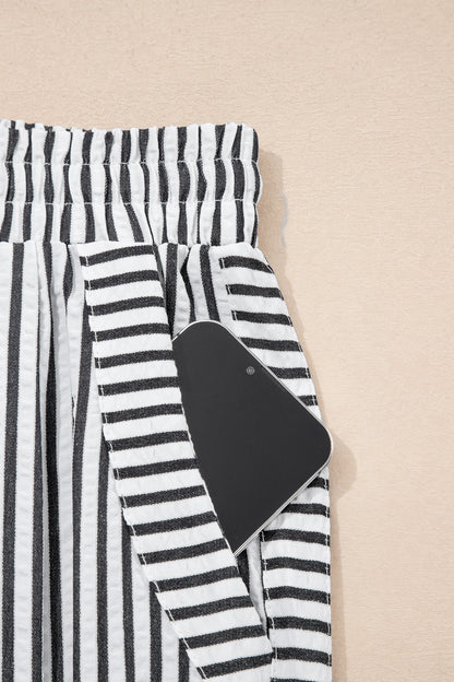 ~PREORDER ~ Black Stripe Wide Leg Casual Pants ~PREORDER ~
