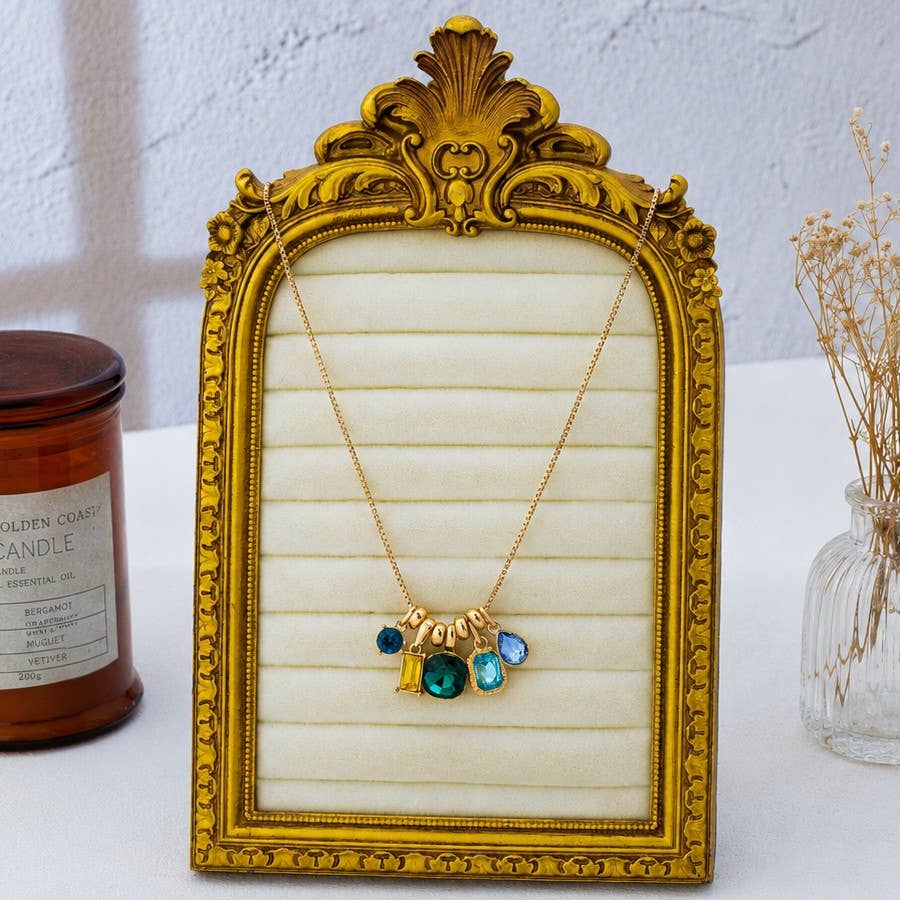 Gem Garden Necklace | Gold Multi-Color Crystal Charm Pendant Necklace