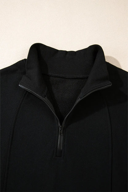 ~PREORDER~ Black Half-Zip Drop Shoulder Sweatshirt ~PREORDER~