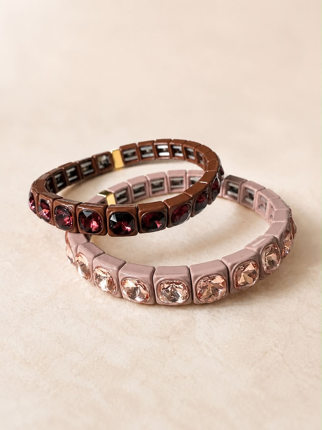 Chocolate Allure Bracelet | Light Neutral Pink Adjustable Stone Bracelet