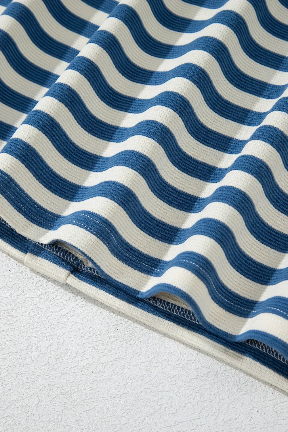~PREORDER~ Sky Blue Stripe Chest Pocket Button Back Notched V Neck Top ~PREORDER~