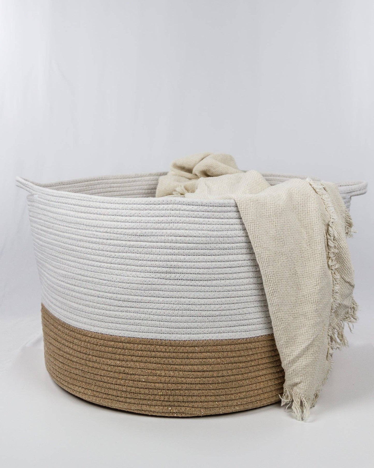 933 - Cotton Basket With Contrasting Handles