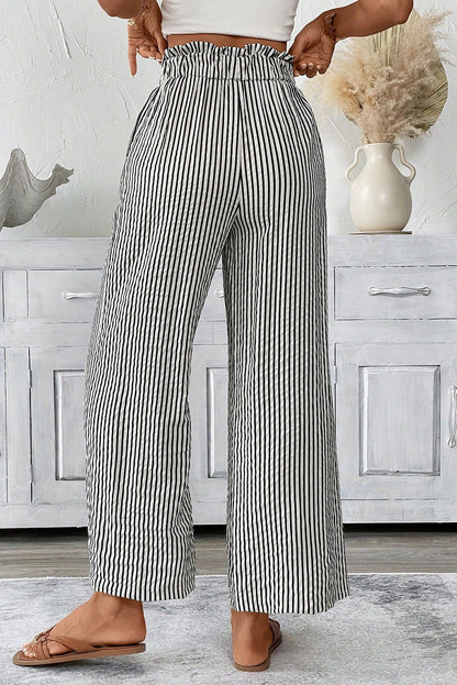 Midnight Stripe Tie-Waist Straight Pants