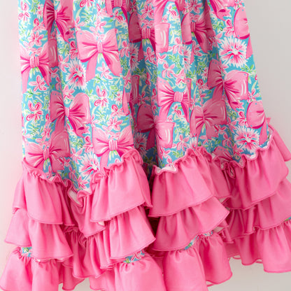 Aqua Spring Ribbon Maxi Girls Dress by Clover Cottage 🎀