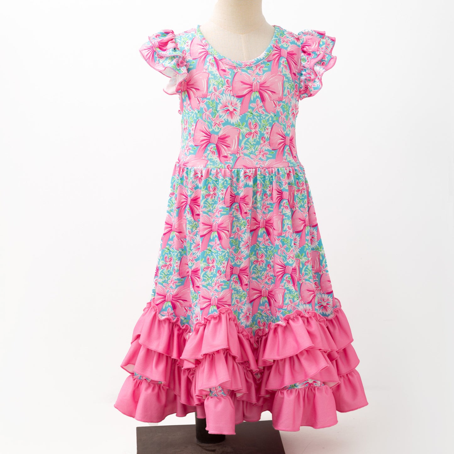 Aqua Spring Ribbon Maxi Girls Dress by Clover Cottage 🎀