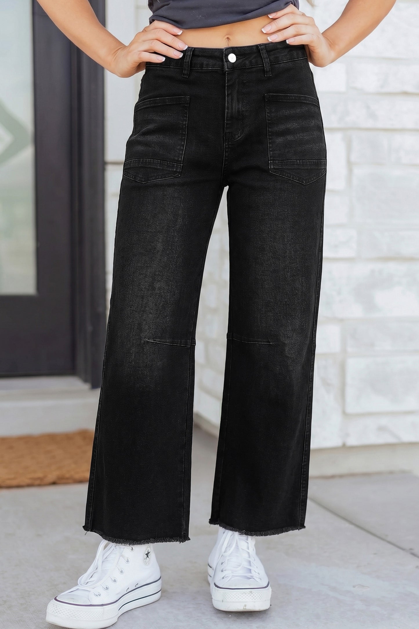 ~PREORDER ~ Frayed Cropped Straight Jeans ~PREORDER ~