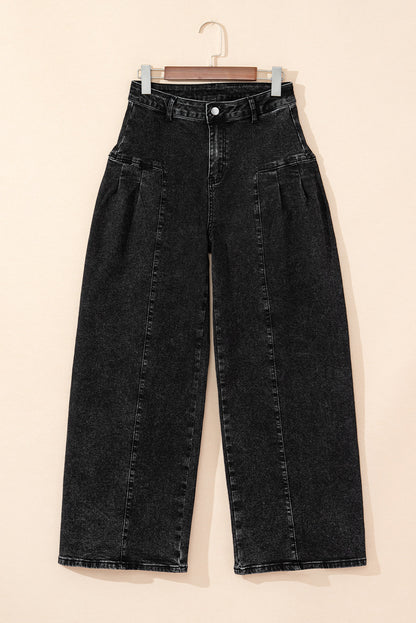 ~PREORDER ~ Pleated Wide Leg Mineral Wash Denim Pants ~PREORDER ~