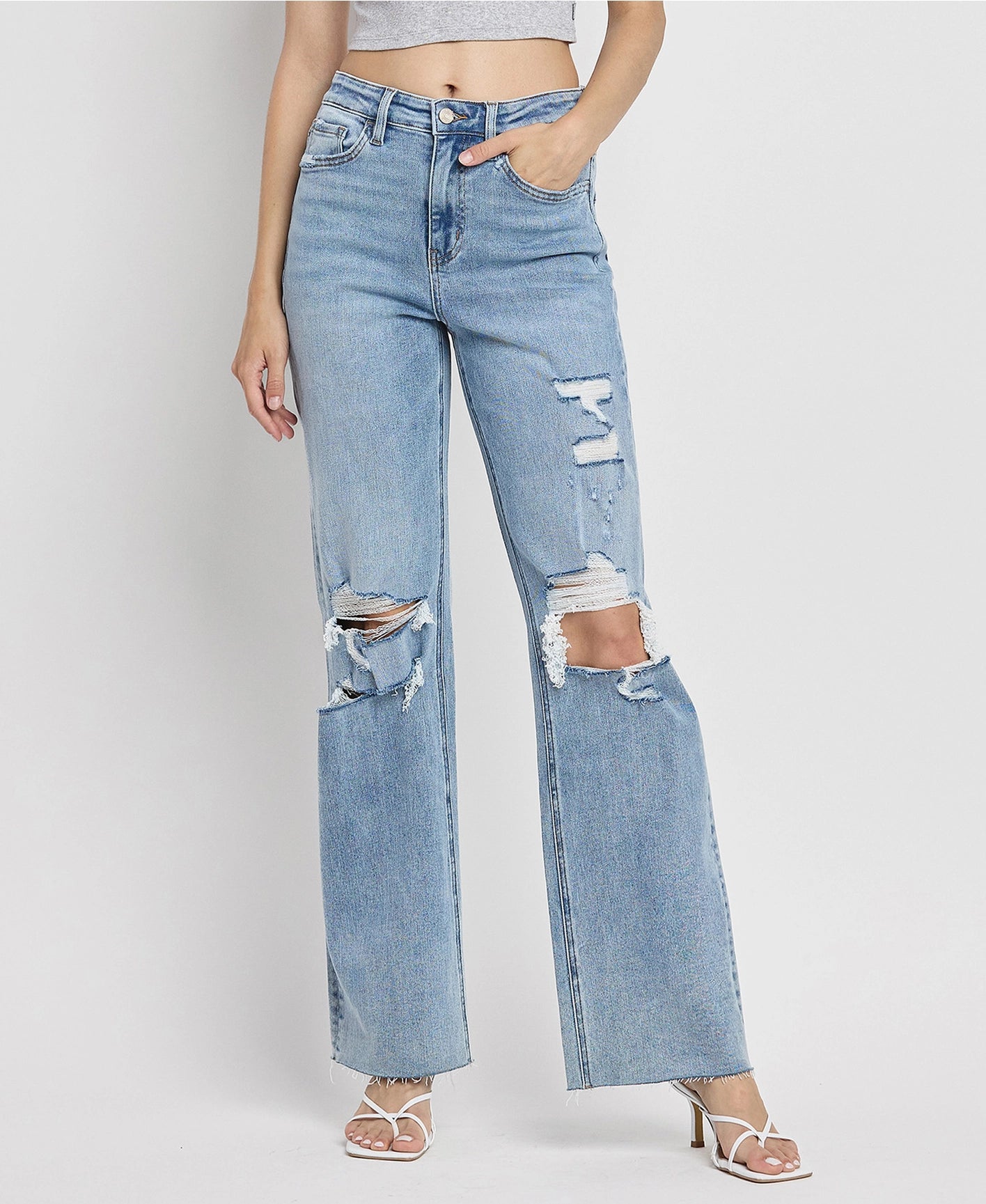 90'S VINTAGE SUPER HIGH RISE FLARE JEANS Vervet