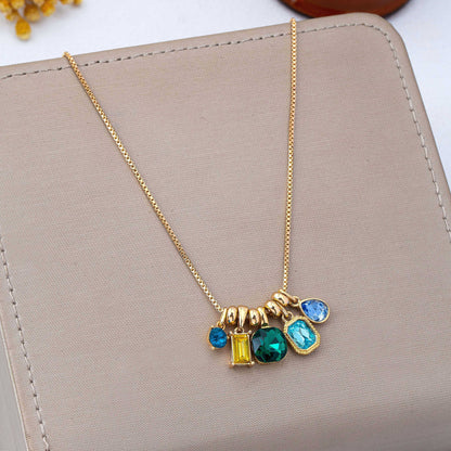Gem Garden Necklace | Gold Multi-Color Crystal Charm Pendant Necklace
