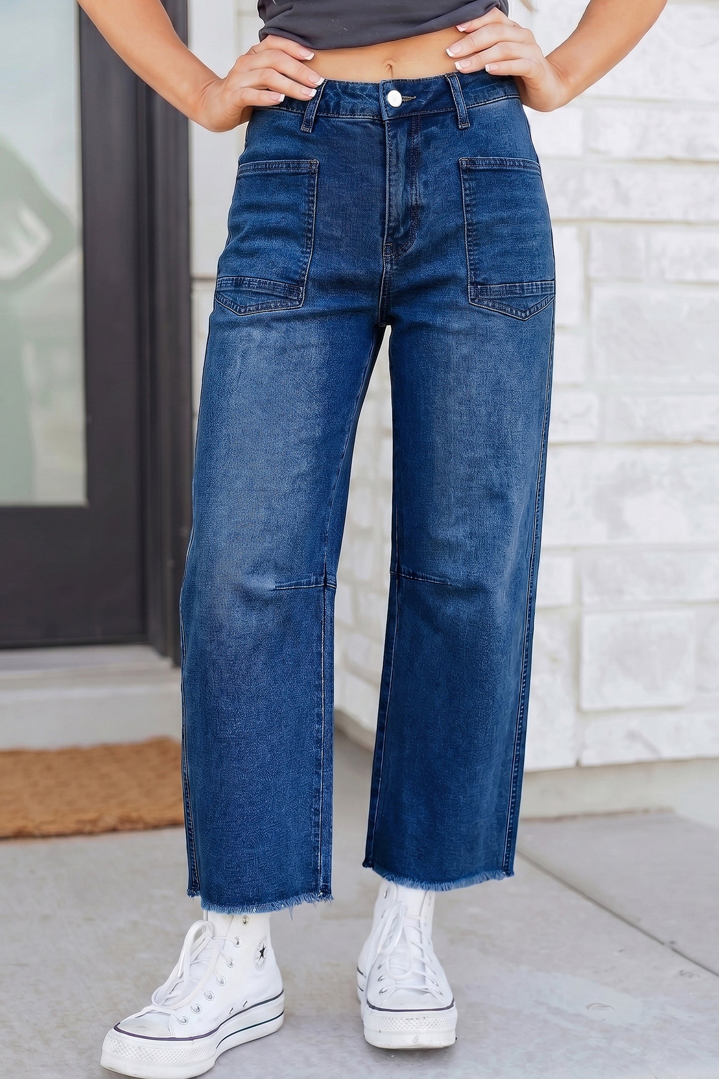 ~PREORDER ~ Frayed Cropped Straight Jeans ~PREORDER ~