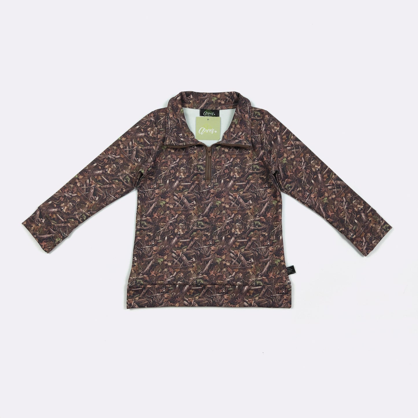 Woody Camo Boy Quarter Zip by Clover Cottage