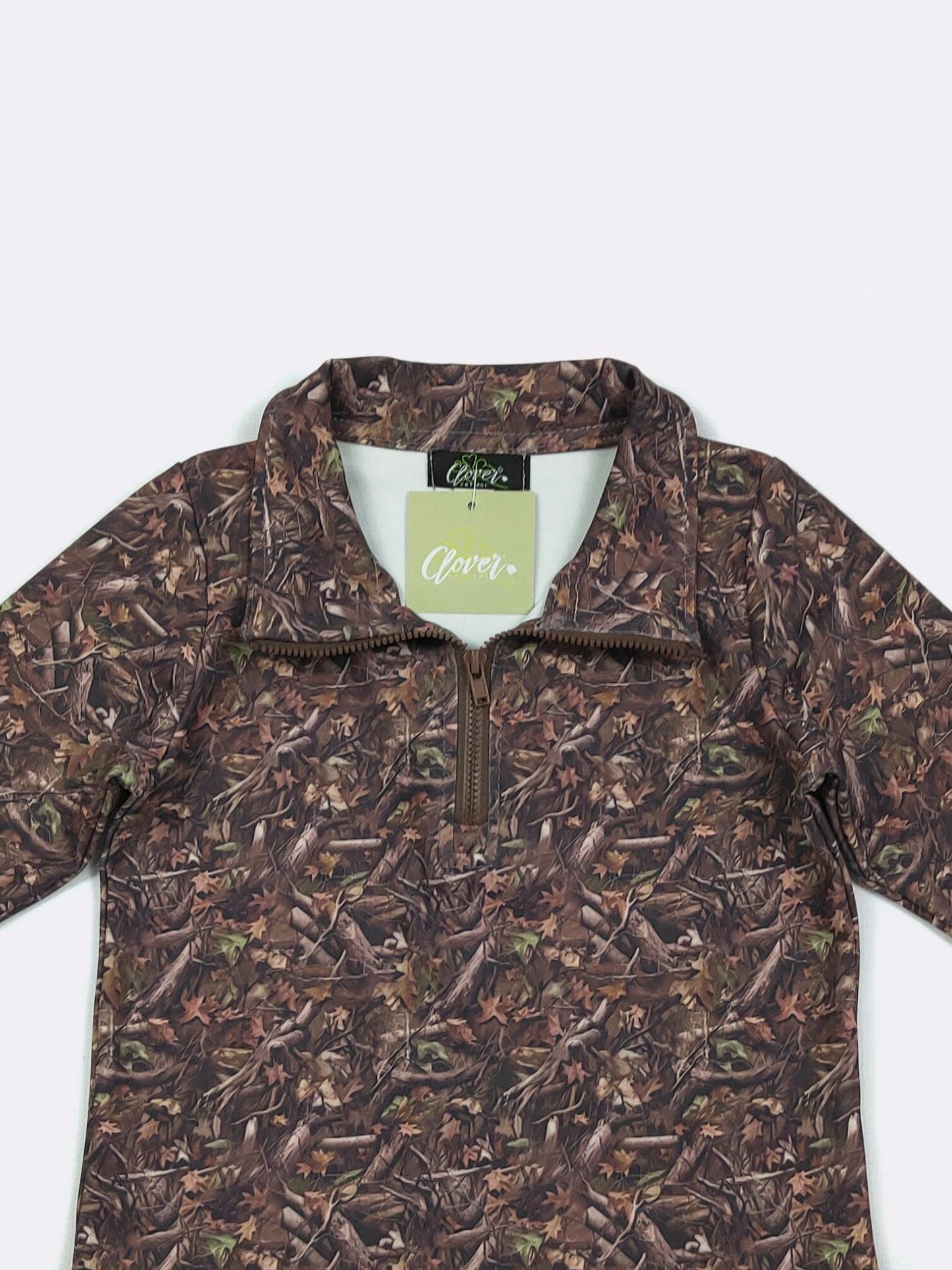 Woody Camo Boy Quarter Zip by Clover Cottage