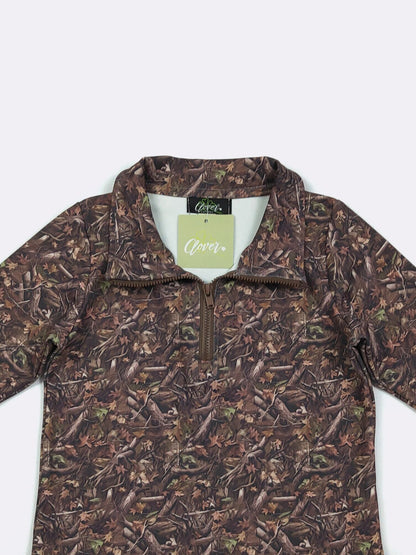 Woody Camo Boy Quarter Zip by Clover Cottage
