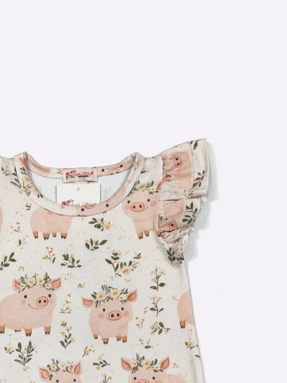 Piglet Petals Baby Romper by Clover Cottage 🌸