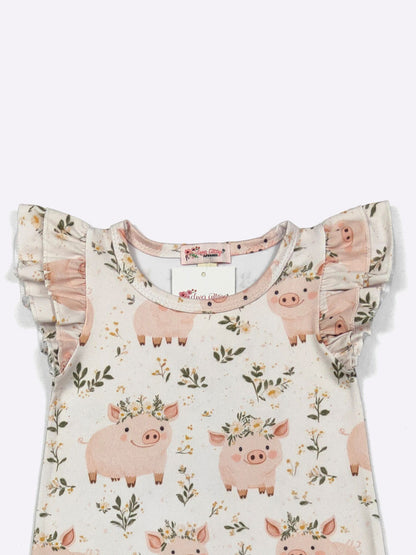 Piglet Petals Baby Romper by Clover Cottage 🌸